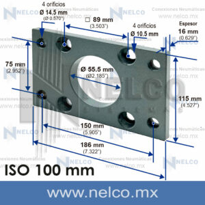 Brida cilindro neumatico 100 mm ISO montaje frontal o trasero en Mexico