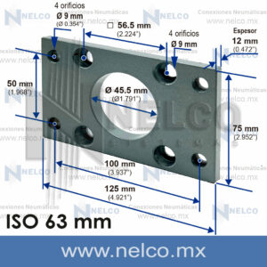 Brida cilindro neumatico 63 mm ISO montaje frontal o trasero Quintana Roo, Tlaxcala, Estado de Mexico, Durango