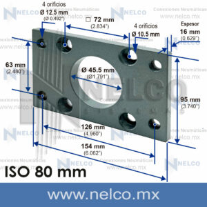 Brida cilindro neumatico 80 mm ISO montaje frontal o trasero Morelos, Guanajuato, Colima, Michoacan