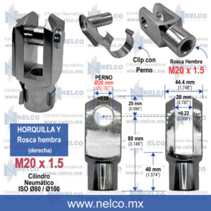 HORQUILLA Y M20 X 1.5 CILINDRO NEUMATICO PISTON NEUMATICO MONTERREY MEXICO
