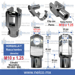 HORQUILLA Y M10 X 1.25 CILINDRO NEUMATICO PISTON NEUMATICO MONTERREY MEXICO