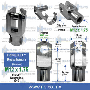 HORQUILLA Y M12 X 1.75 PARA CILINDRO NEUMATICO MONTERREY MEXICO