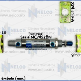 CILINDRO NEUMATICO REDONDO NORMALIZADO ISO 6432 NCM52BN TIPO MI ACCESORIOS DE MONTAJE MONTERREY MEXICO