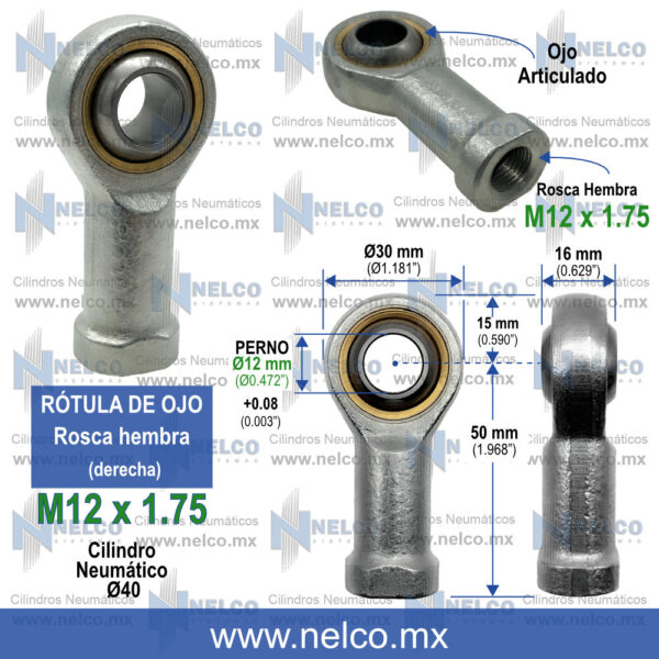 ROTULA M12X1.75 CILINDRO NEUMATICO MONTERREY MEXICO