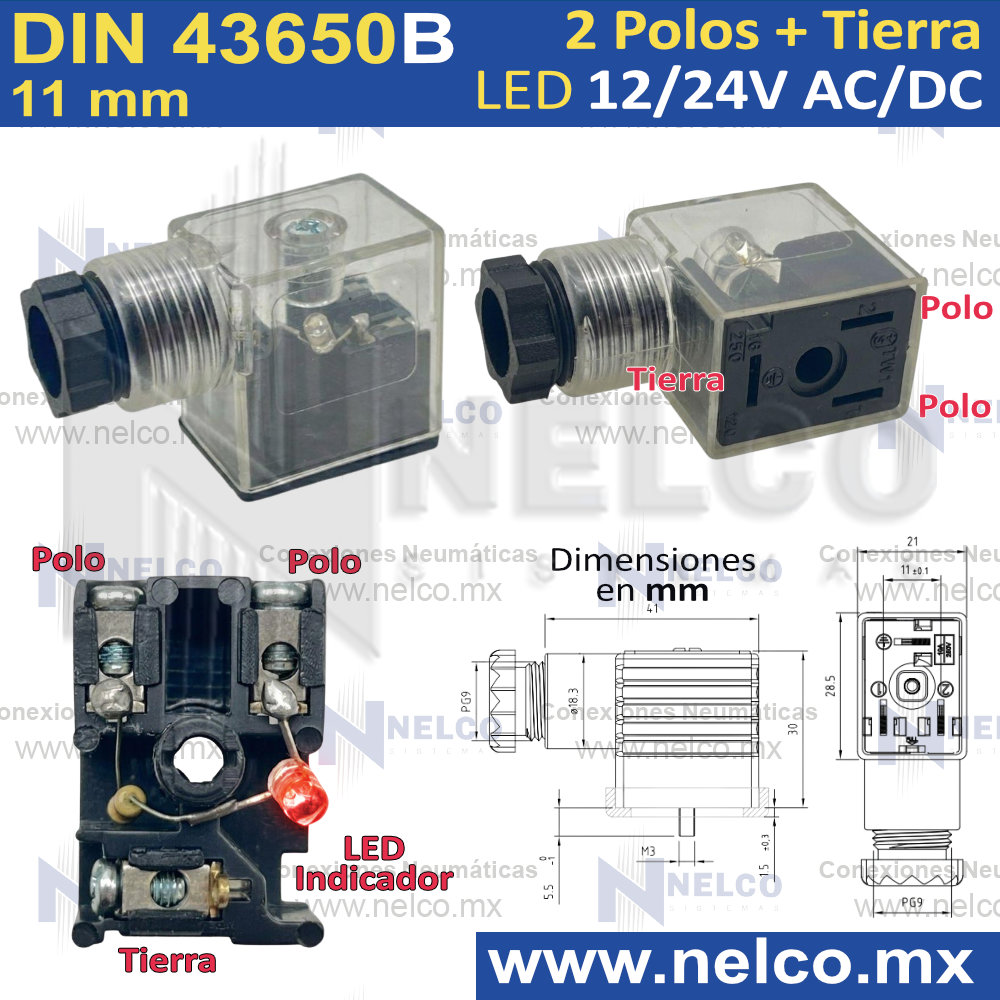 DIN 43650A 2 POLOS + TIERRA DIN 43650 B ISO 4400 B EN 175301-803 B